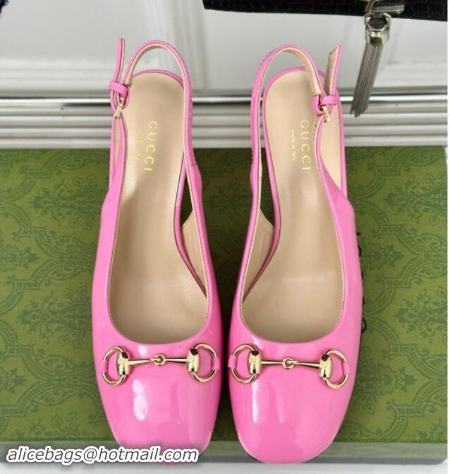 Low Cost Gucci Patent Leather Horsebit Slingback Pumps 6.5cm Pink 906049