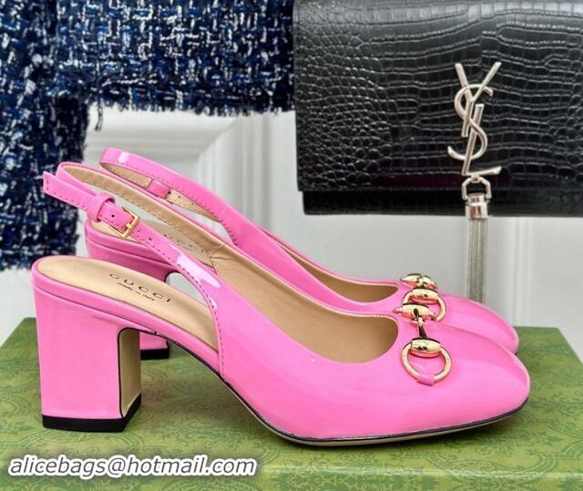 Low Cost Gucci Patent Leather Horsebit Slingback Pumps 6.5cm Pink 906049