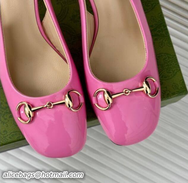 Low Cost Gucci Patent Leather Horsebit Slingback Pumps 6.5cm Pink 906049