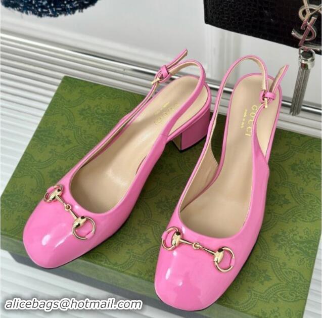 Low Cost Gucci Patent Leather Horsebit Slingback Pumps 6.5cm Pink 906049