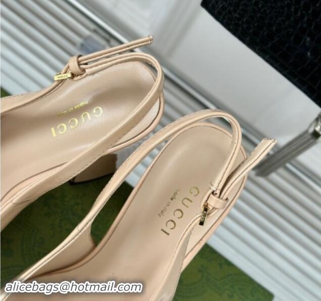 Most Popular Gucci Patent Leather Horsebit Slingback Pumps 9.5cm Beige 906052