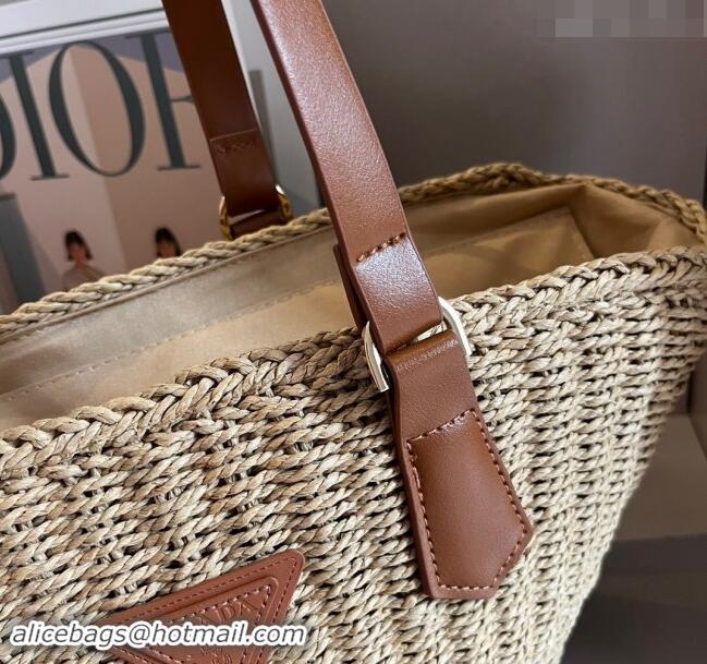 Super Quality Prada Straw Basket Bag 040205 Khaki/Brown 2024