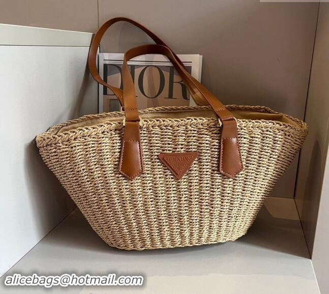 Super Quality Prada Straw Basket Bag 040205 Khaki/Brown 2024