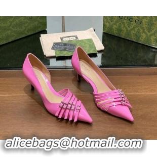 Trendy Design Gucci Patent Calf Leather Pumps 6.5cm with Multi Buckle Pink 906088