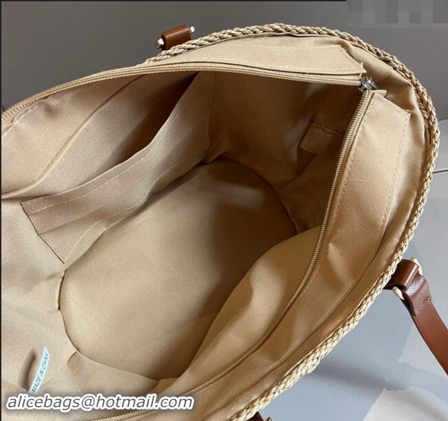 Super Quality Prada Straw Basket Bag 040205 Khaki/Black 2024