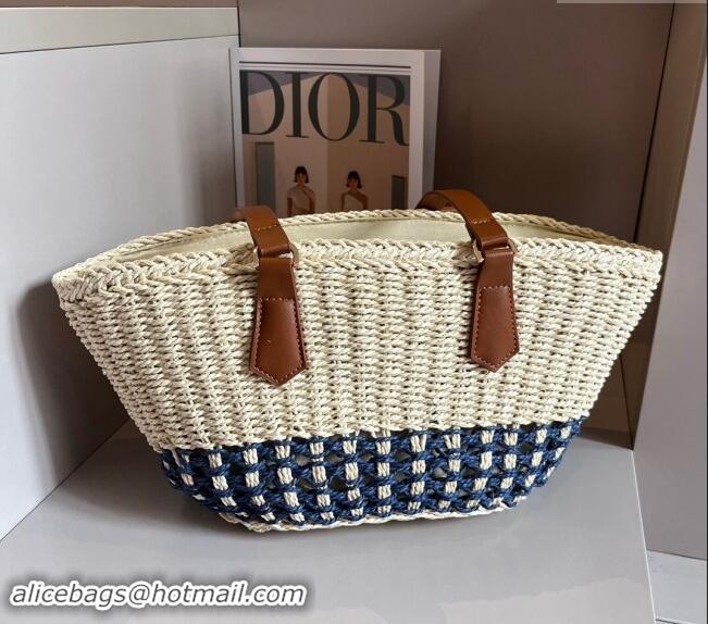 Unique Discount Prada Straw Basket Bag 040205 Beige/Blue 2024