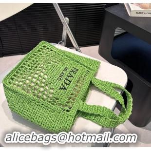 Top Quality Prada Crochet Raffia Straw Mini Tote bag 1BG444 Green 2024