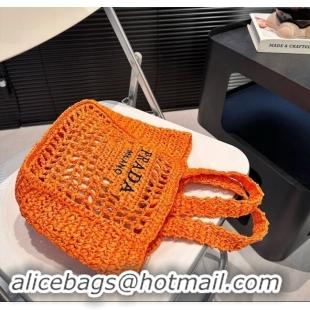 Reasonable Price Prada Crochet Raffia Straw Mini Tote bag 1BG444 Orange 2024