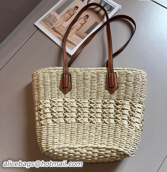 New Design Prada Raffia Straw Basket Bag 040207 Beige 2024