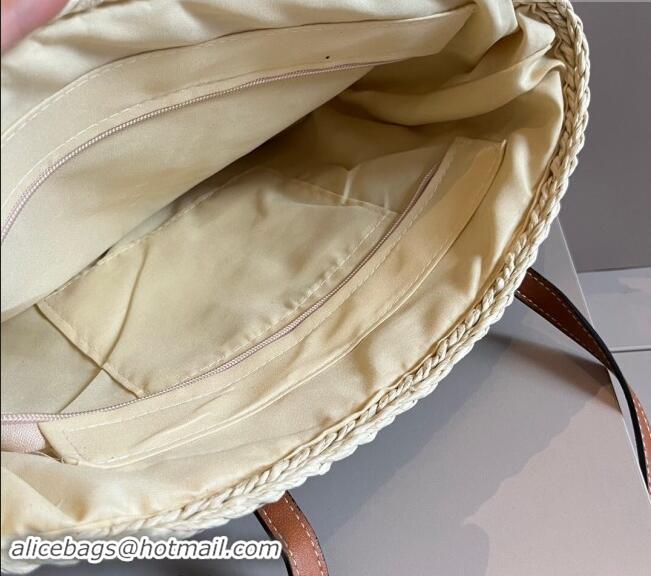 New Design Prada Raffia Straw Basket Bag 040207 Beige 2024