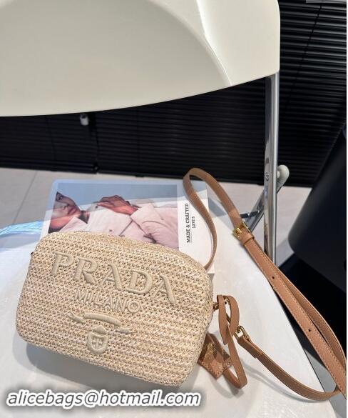 Grade Design Prada Raffia Straw Camera Bag 0402 Beige 2024