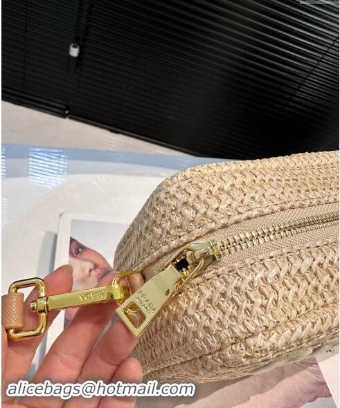 Grade Design Prada Raffia Straw Camera Bag 0402 Beige 2024