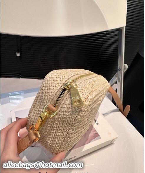 Grade Design Prada Raffia Straw Camera Bag 0402 Beige 2024