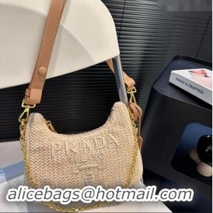 Traditional Specials Prada Raffia Straw Shoulder Bag 040208 Beige 2024