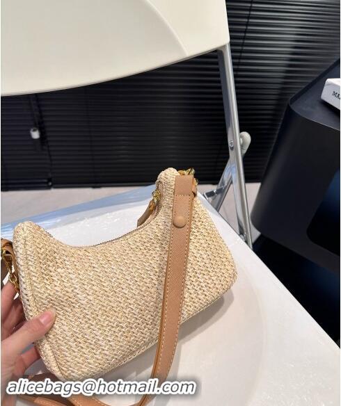 Traditional Specials Prada Raffia Straw Shoulder Bag 040208 Beige 2024