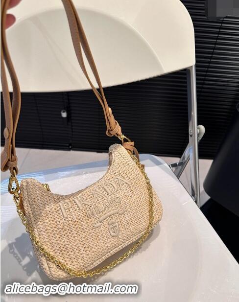 Traditional Specials Prada Raffia Straw Shoulder Bag 040208 Beige 2024