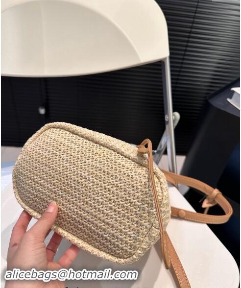 Lower Price Prada Raffia Straw Bucket Bag 0402 Beige 2024