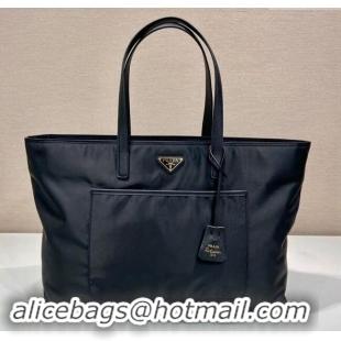 Good Taste Prada Re-Edition 1978 large Re-Nylon and Saffiano leather tote bag 1BG527 Black 2024