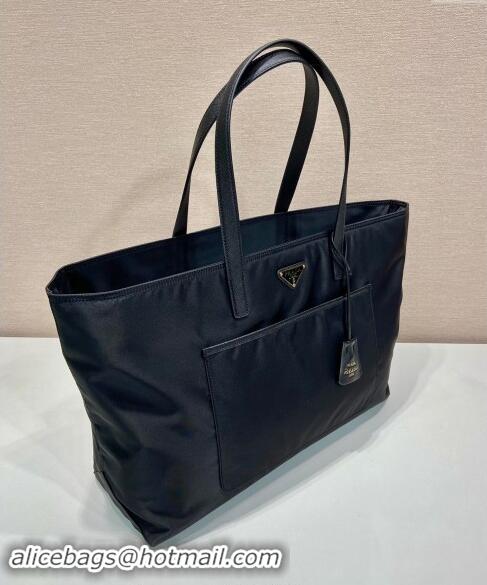 Good Taste Prada Re-Edition 1978 large Re-Nylon and Saffiano leather tote bag 1BG527 Black 2024