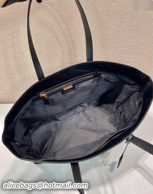 Good Taste Prada Re-Edition 1978 large Re-Nylon and Saffiano leather tote bag 1BG527 Black 2024