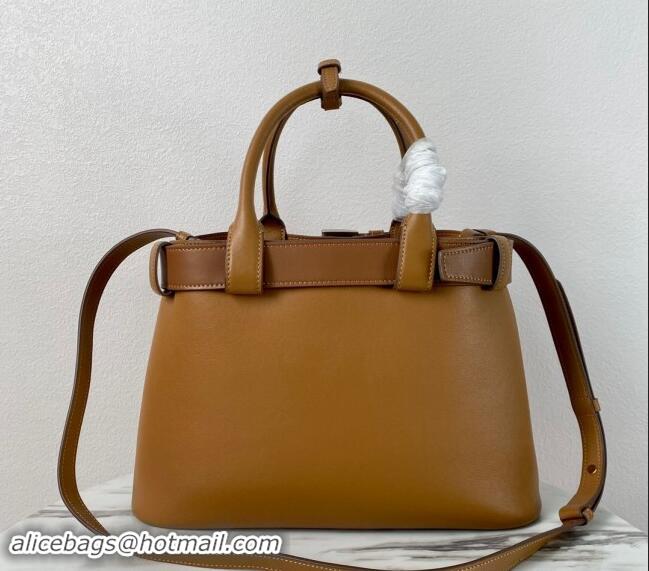 Buy Inexpensive Prada Buckle medium leather handbag with belt 1BA434 Brown 2024