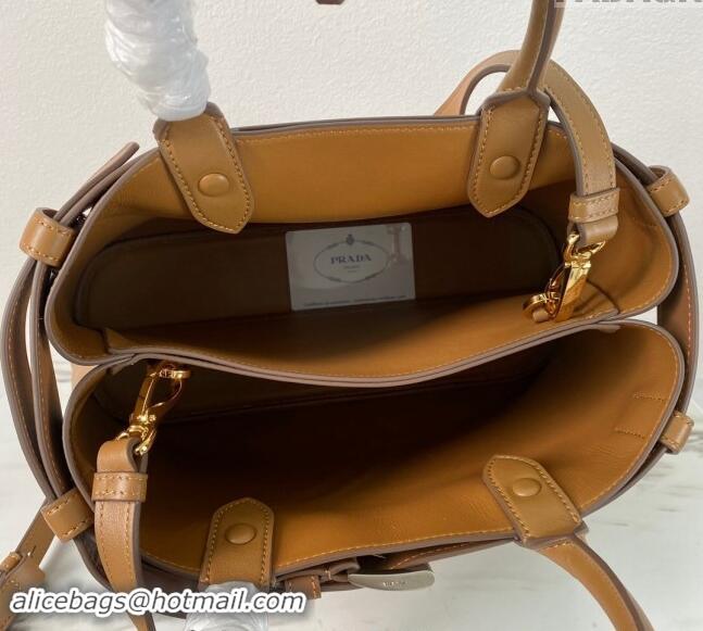 Buy Inexpensive Prada Buckle medium leather handbag with belt 1BA434 Brown 2024