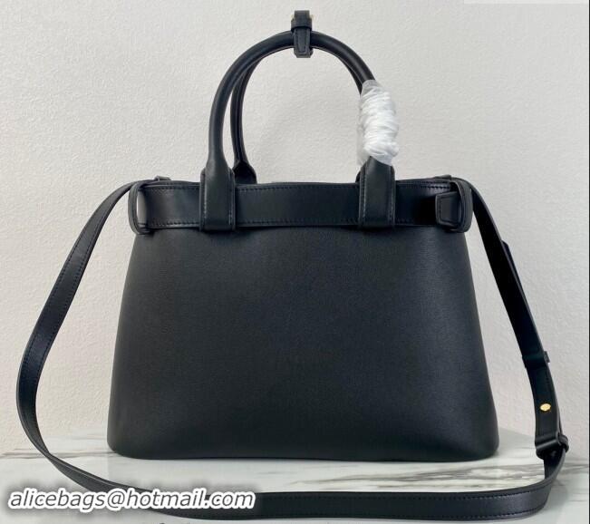 Buy Discount Prada Buckle medium leather handbag with belt 1BA434 Black 2024