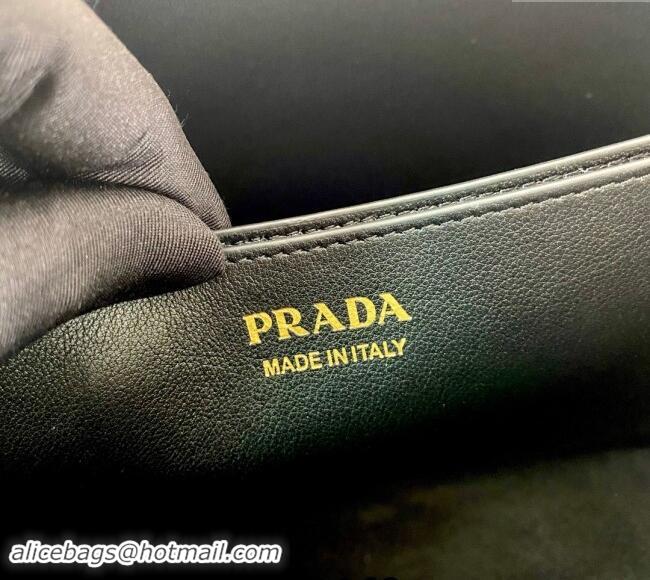 Buy Discount Prada Buckle medium leather handbag with belt 1BA434 Black 2024