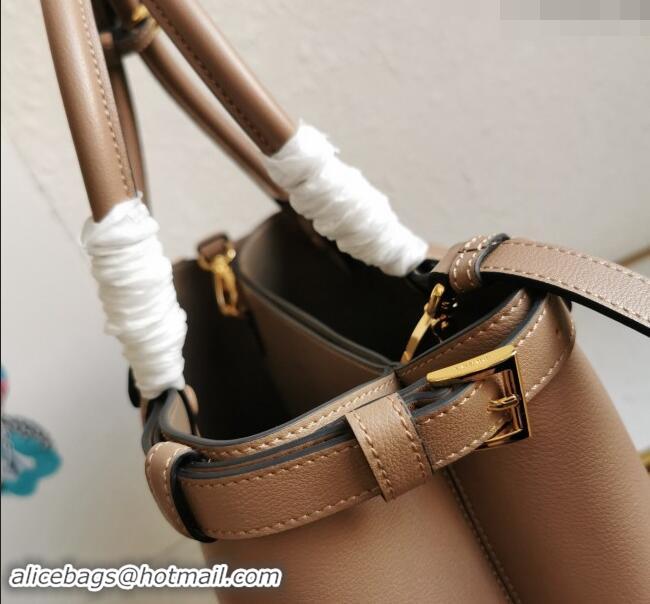 Famous Brand Prada Buckle medium leather handbag with double belt 1BA417 Powder Beige 2024