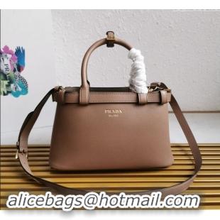 New Style Prada Buckle small leather handbag with double belt 1BA418 Powder Beige 2024