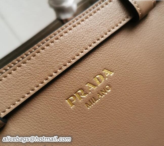 New Style Prada Buckle small leather handbag with double belt 1BA418 Powder Beige 2024