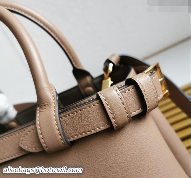 New Style Prada Buckle small leather handbag with double belt 1BA418 Powder Beige 2024