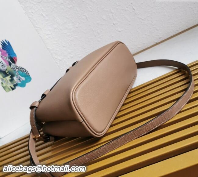 New Style Prada Buckle small leather handbag with double belt 1BA418 Powder Beige 2024