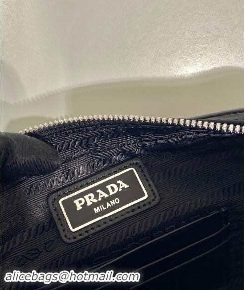 Shop Grade Prada Men's Re-Nylon and brushed leather pouch 2VF041 Black 2024