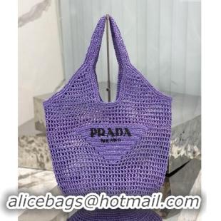 Good Quality Prada Crochet Tote bag 1BG424 Purple 2024