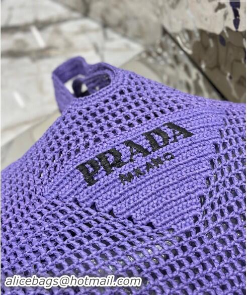 Good Quality Prada Crochet Tote bag 1BG424 Purple 2024