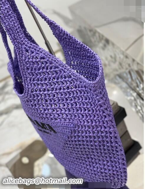 Good Quality Prada Crochet Tote bag 1BG424 Purple 2024