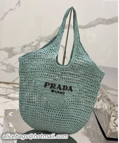 Promotional Prada Crochet Tote bag 1BG424 Light Green 2024