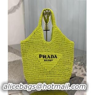 Buy Cheap Prada Crochet Tote bag 1BG424 Neon Green 2024