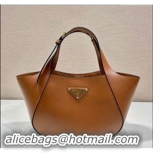 Famous Brand Prada medium leather tote bag 1BG483 Brown 2024