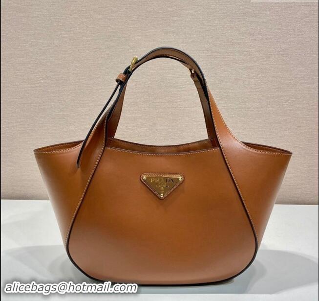 Famous Brand Prada medium leather tote bag 1BG483 Brown 2024