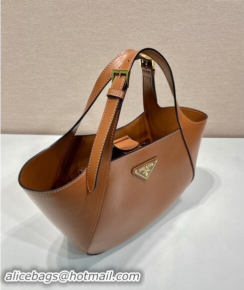 Famous Brand Prada medium leather tote bag 1BG483 Brown 2024