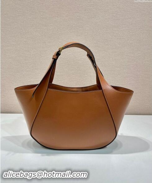 Famous Brand Prada medium leather tote bag 1BG483 Brown 2024