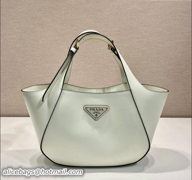 Top Quality Prada medium leather tote bag 1BG483 White 2024