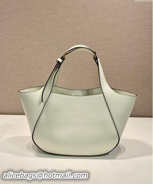 Top Quality Prada medium leather tote bag 1BG483 White 2024