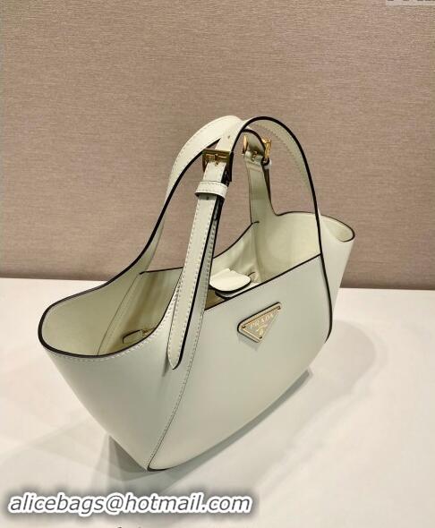 Top Quality Prada medium leather tote bag 1BG483 White 2024