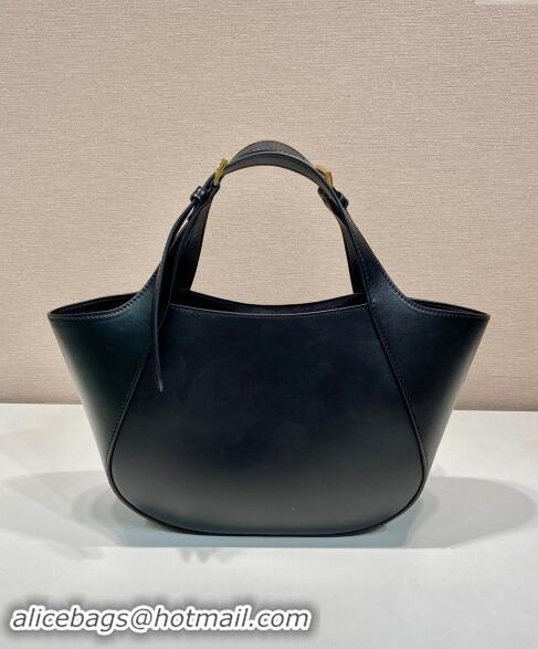 Top Grade Prada medium leather tote bag 1BG483 Black 2024