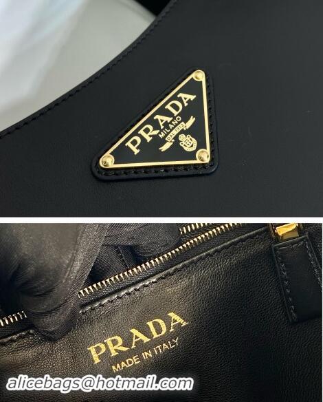 Top Grade Prada medium leather tote bag 1BG483 Black 2024