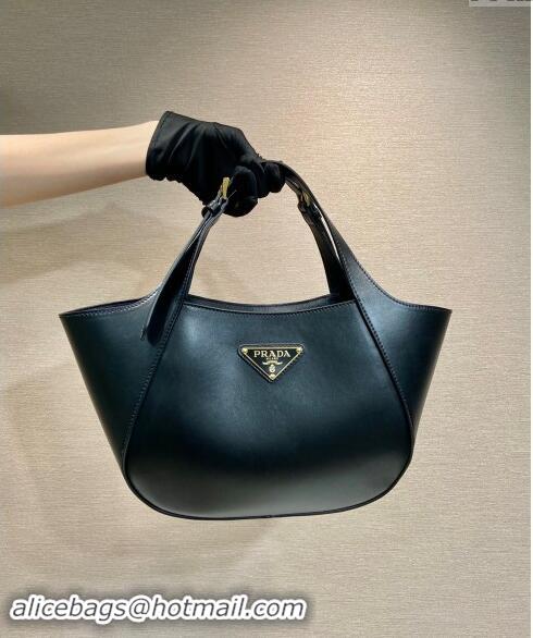 Top Grade Prada medium leather tote bag 1BG483 Black 2024