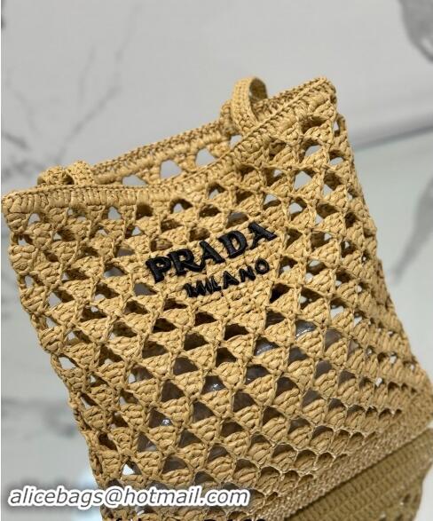 Best Quality Prada Woven fabric crochet tote bag 1BG493 Dark Beige 2024